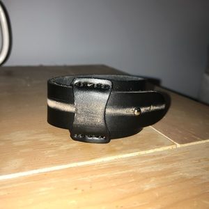 Black leather cuff bracelet